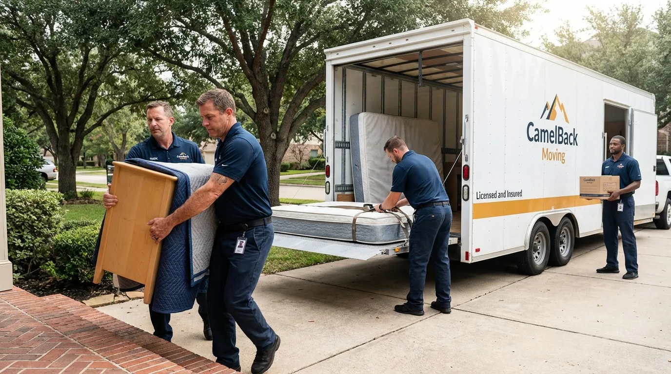 Crew loading residential truck for cross-state move from Burke, VA